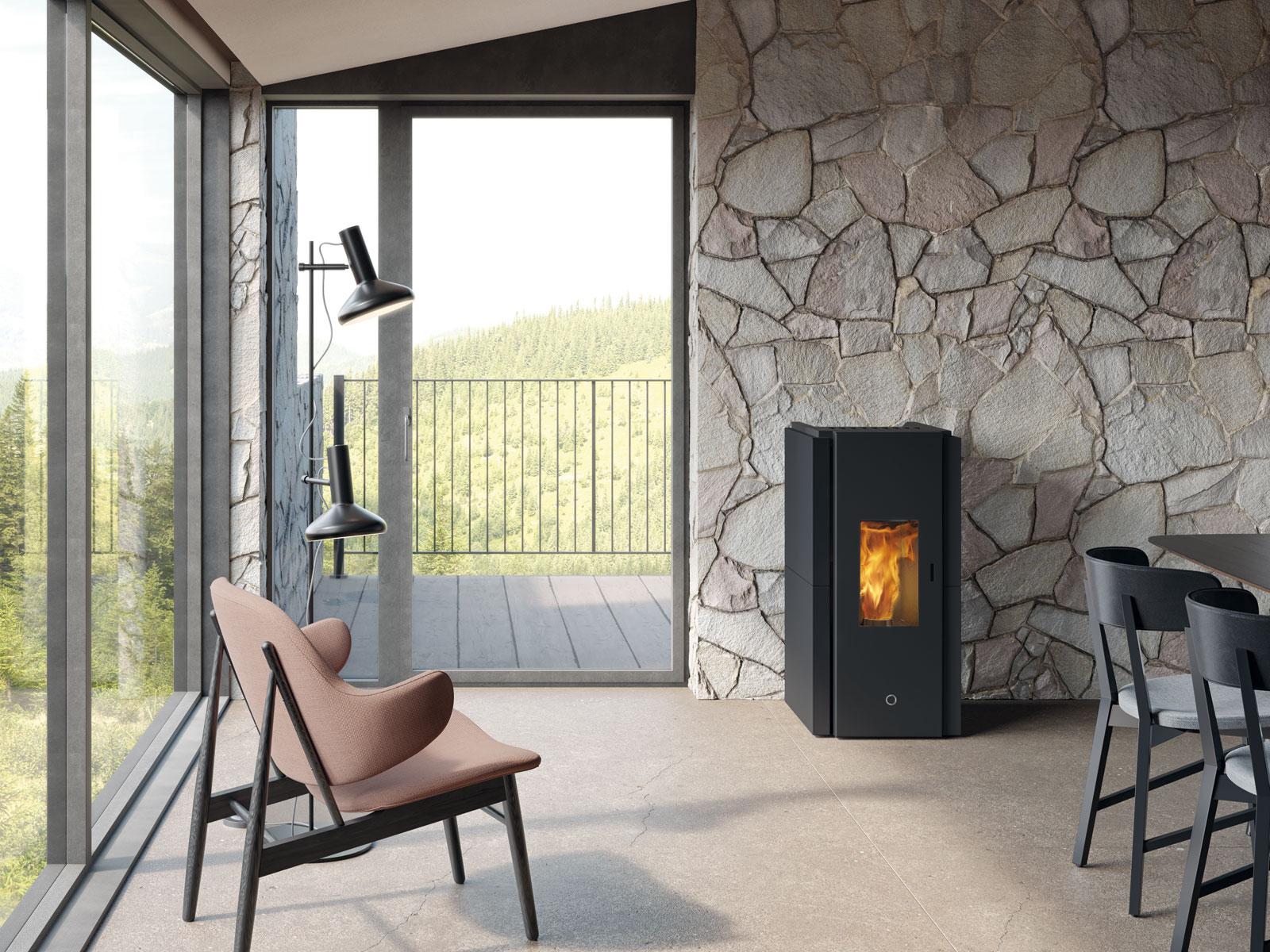 Estufa de leña con Leñero, Modelo CH-0,15 Kw